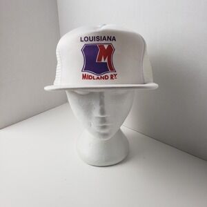 Vintage Louisiana Midland Railway Hat Mesh Trucker Snapback Railroad Train Cap